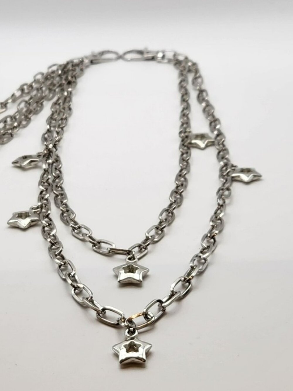 Belt clip silver tone star charms unisex NIP